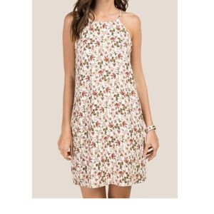 Everly Francesca’s Zoey Hi-Neck Halter Bare Shoulders Floral Mini Shift Dress M